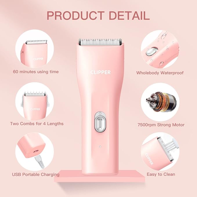 Dog Grooming Kit Clipper for Thick Coat Low Noise Cordless Cat Hair Trimmer Rechargeable Shaver Pet Grooming Tools for Small and Large Animals