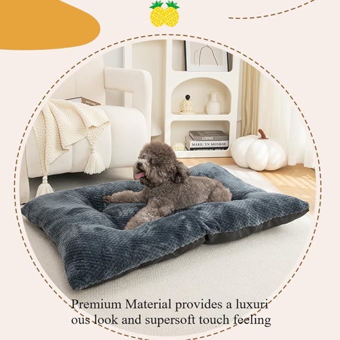 Washable Dog Bed for Large Breeds, Extra Cushioned Crate Mattress with Removable Fluffy Cover, Non-Slip Orthopedic Pet Pad, Machine Washable Kennel Mat(Brown,XS)