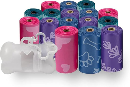 Best Pet Supplies Dog Poop Bags for Waste Refuse Cleanup, Doggy Roll Replacements for Outdoor Puppy Walking and Travel, Leak Proof and Tear Resistant, Thick Plastic - Assorted, 240 Bags