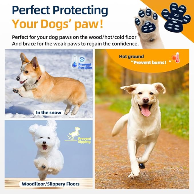Dog Paw Protector Anti-Slip Pads,Toe Grips for Senior Dogs,Paw Grips Traction Pads for Slippery Hardwood Floors,Essentials for Senior Dogs,12 Sets (48 pcs) L Black