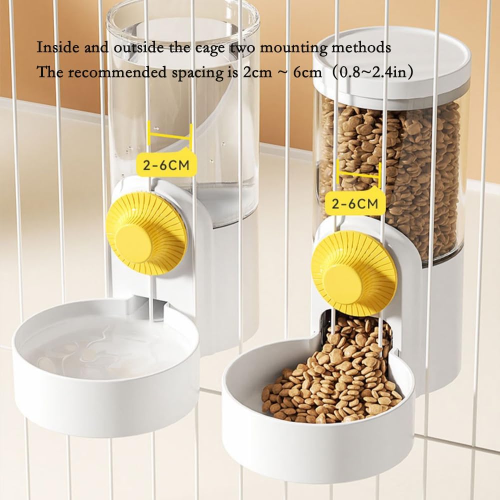 Pet Hanging Automatic Feeders Drinking Bowls 40oz, Auto Gravity Pet Feeding Water Set, Cage Pet Feeding Bowls Dispenser for Cats Dogs Puppy, Rabbit Hamsters Chinchilla Hedgehog (Blue-Water)