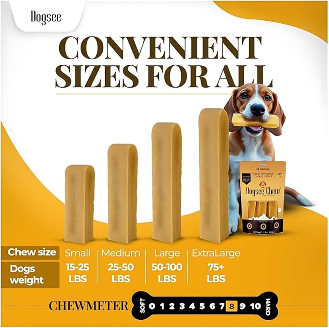 Dogsee Original Yak Cheese Himalayan Dog Chews 1lb (Medium - 6 Bars) | 100% All Natural | Dog Treats Medium Breed | Dog Chews Long Lasting for Aggressive Chewers | High Protein | Dental Sticks