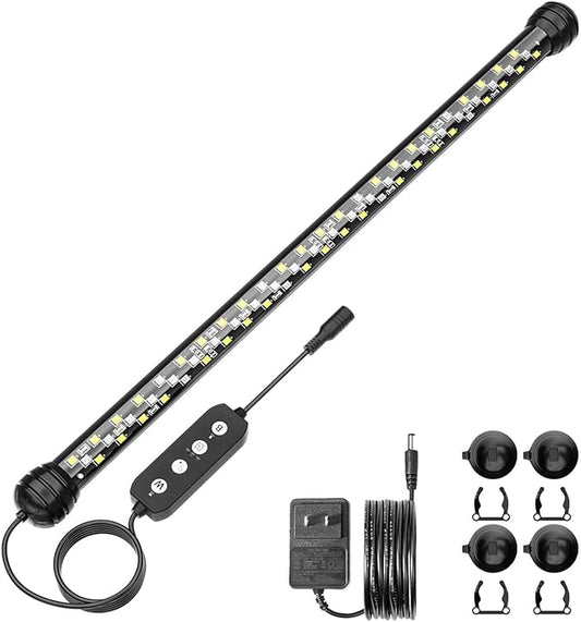 Led Aquarium Light with Timer, Submersible Aquarium Plant Light, Fish Tank Light with Auto On/Off, 3 Lighting Modes, Adjustable Brightness (15 inch for 16-27inch Planted Tank), 9W