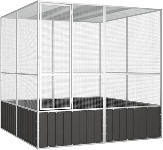 Large Flight King Bird Cage, Steel Bird Cage Flight Cage for Cockatiels African Parakeets Green Cheek Conures Pigeons Parrot, Anthracite 84.1"x85.6"x83.3",-968