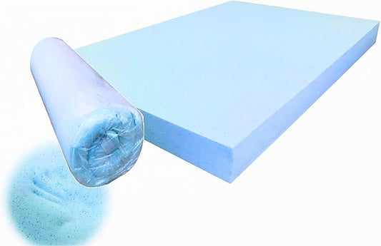 Pet Dog Bed Blue Cooling Gel Infused High Density Solid Memory Foam Pad (40x35x4 inches)