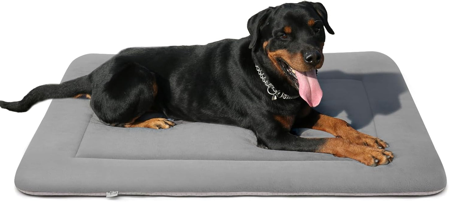 Magic Dog Soft Large Bed Crate Pad Mat, 42 Inches Machine Washable Pet Bed With Non-Slip Bottom, Gray