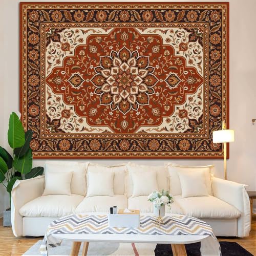 Boho Floral Tapestry Wall Hanging Hippie Indian Bohemian Mandala Tapestry Aesthetic Flower Medallion Red Small Tapestries for Mural Bedroom Living Room Dorm Decor 60 x 44 Inch