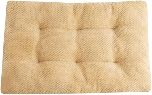 Washable Dog Bed for Large Breeds, Extra Cushioned Crate Mattress with Removable Fluffy Cover, Non-Slip Orthopedic Pet Pad, Machine Washable Kennel Mat(Brown,M)