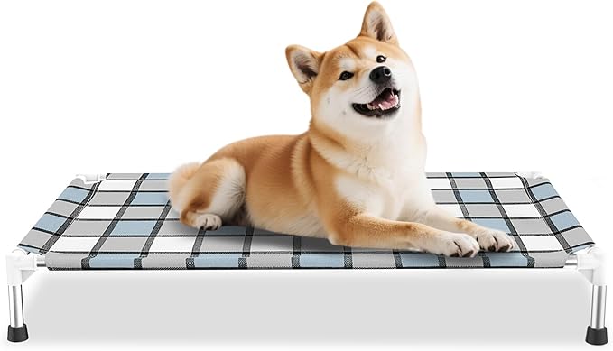 Elevated Outdoor Raised Dog Bed Outdoor Dogs Bed Lifted Pet Bed Dog Cot for Medium Pet Taste Life, Start with A Pet Bed 34'' x 20'' x 6.5''
