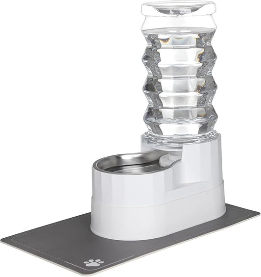 RIZZARI Large Water Dispenser for Dogs: 9L Automatic Stainless Steel Gravity Raised Pet Feeder for Senior Pet Dogs with Neck Pain Garage Living Room