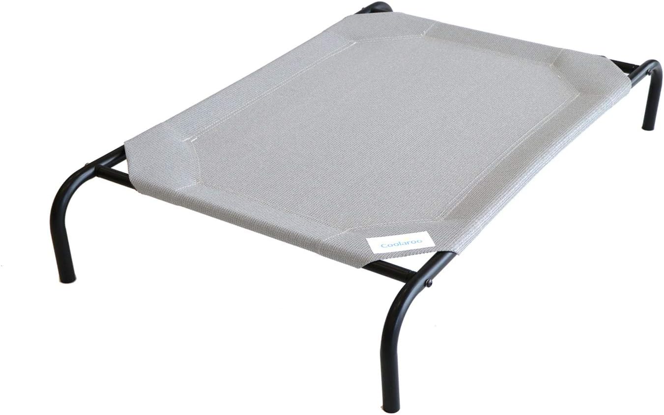 Coolaroo Original Elevated Dog Bed - Breathable Off-The-Ground Pet Bed with Cooling Fabric, Joint Relief & Moisture-Resistant Fabric, 100% Recyclable, Easy Clean, Grey, Large