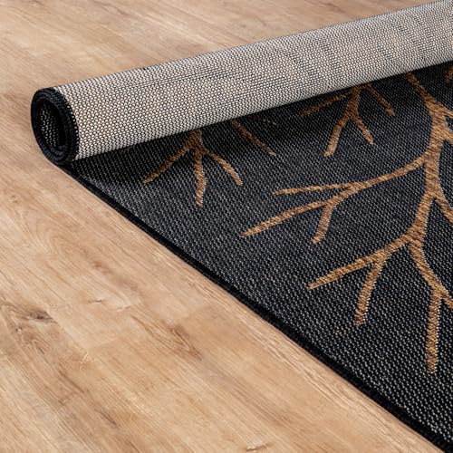Washable Indoor Outdoor Rug 10x14 Modern Area Rugs Branch Pattern Non Shedding Waterproof Easy Clean Patio Deck Porch Living Room Bedroom Garden RV (140 Sq Ft)