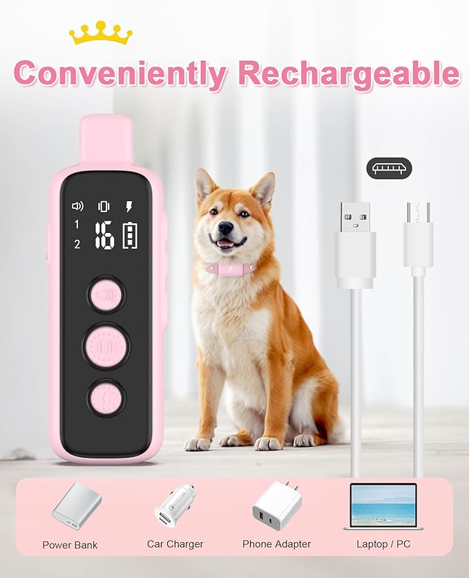 Bousnic Shock Collar for Dogs - Waterproof Rechargeable Dog Electric Training Collar with Remote for Small Medium Large Dogs with Beep, Vibration, Safe Shock Modes (8-120 Lbs)