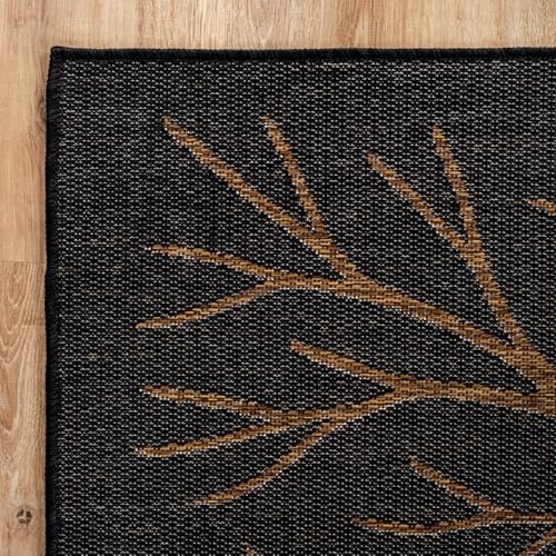 Washable Indoor Outdoor Rug 10x14 Modern Area Rugs Branch Pattern Non Shedding Waterproof Easy Clean Patio Deck Porch Living Room Bedroom Garden RV (140 Sq Ft)