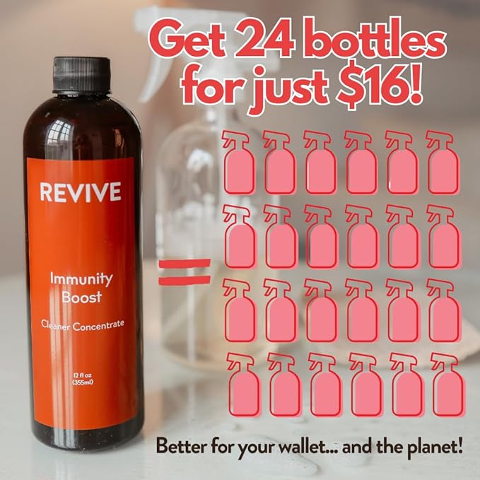 Immunity Boost Cleaner Concentrate by REVIVEEO - Multi-Purpose, All-Purpose, Concentrated, Mopping, Nontoxic, Plant Based