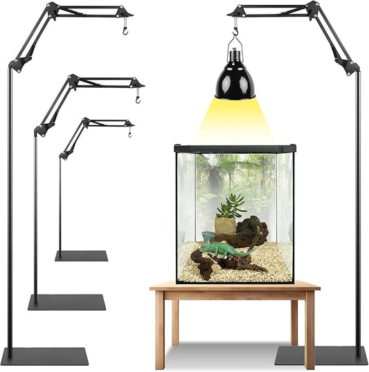 BETAZOOER 360° Adjustable Reptile Lamp Stand | Heavy Duty Metal Heat Lamp Holder (12-54in) for Bearded Dragons, Snake Tanks | 180° Foldable & Anti-Slip Base