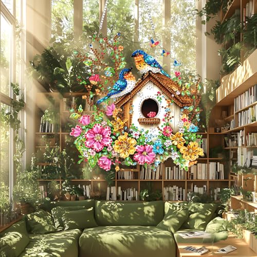 DIY Colorful Birdhouse Diamond Painting Hanging Ornament