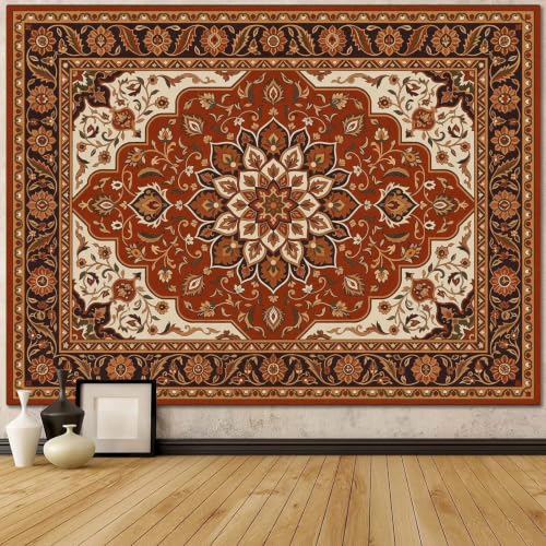 Boho Floral Tapestry Wall Hanging Hippie Indian Bohemian Mandala Tapestry Aesthetic Flower Medallion Red Small Tapestries for Mural Bedroom Living Room Dorm Decor 48 x 36 Inch