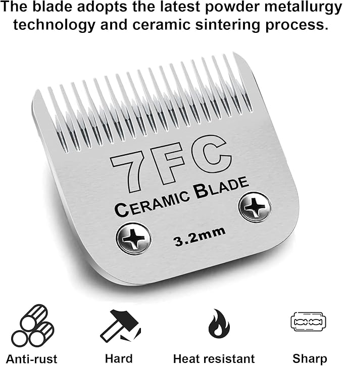 4PACK Dog Grooming Clipper Replacement Blades Compatible with Andis Pet Clipper/Oster A5/Wahl KM Series Dog Clipper,Ceramic Blade & Stainless Steel Blade (#3FC+4FC+5FC+7FC)