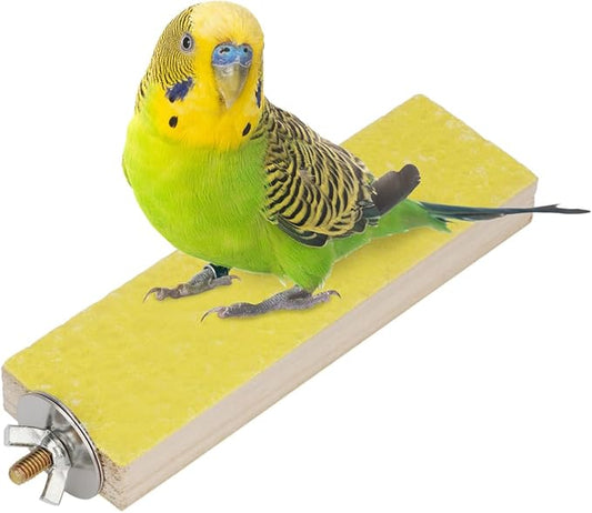 Parrot Wooden Perch Platform Playground Macaw African Greys Budgies Parakeet Cockatiels Conure Macaw Finch Cage Shelf Toy Cage Accessories（Random Color） (A)