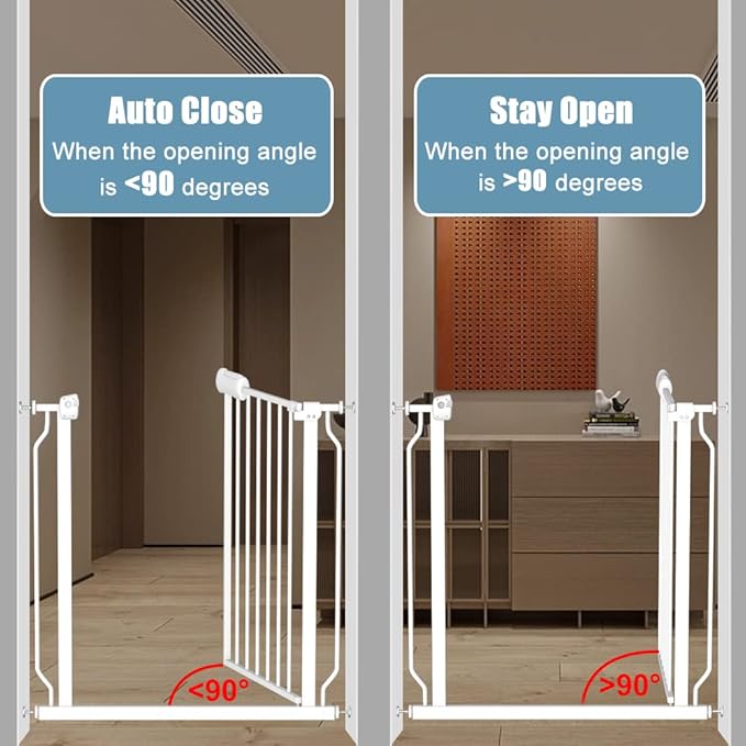 Extra Wide Baby Gates 48-53 Inch Child Dog Pet Gate Indoor Adjustable Safety Child Gates for House Doorway Stairs Banister Walk Through Doggie White