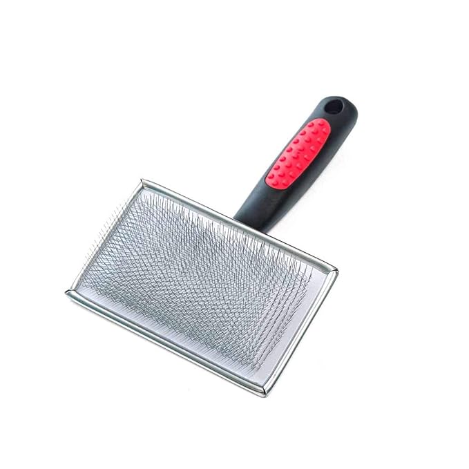 Ryan's Pet Supplies Paw Brothers Flat Slicker Brush for Dogs, Dog Brush for Long Haired Dogs, Professional Grade, Coated Tips, Gentle on Skin, Maximum Coverage, Large 4.5" x 2"