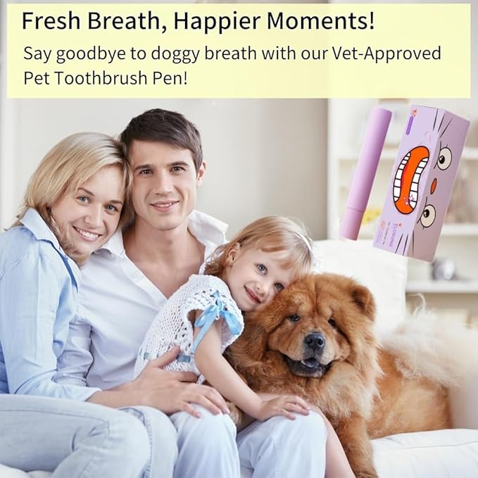 Pet Toothbrush Pen & Oral Repair Gel for Dogs & Cats – Teeth Cleaning Pen, Natural Plant Substance Tartar Remover for Repairing Pets' Teeth (2pcs)