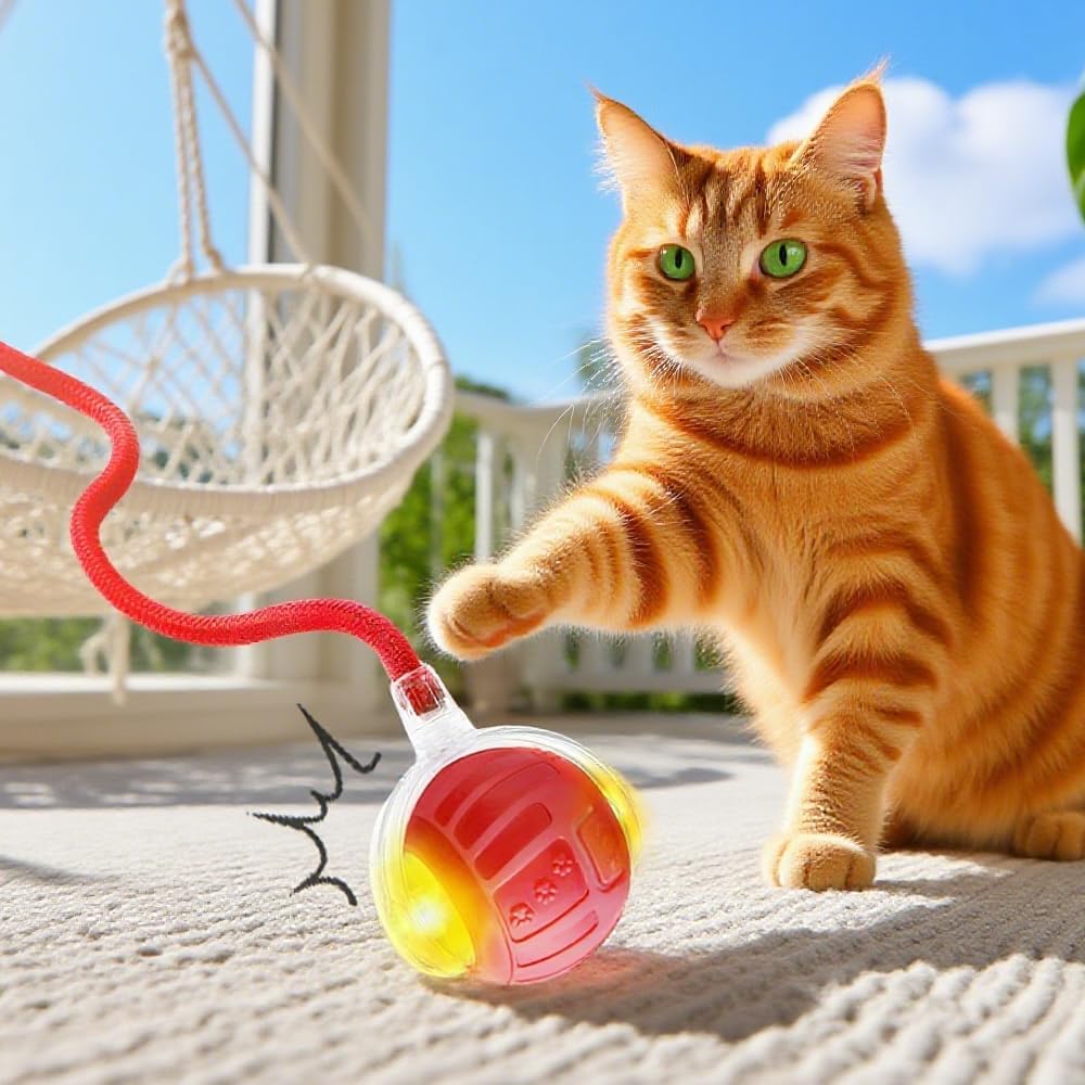 2026 New Interactive Pet Toy Ball, Smart Interactive Toy Ball for Cats & Dogs, Electric Rolling Pet Toy Ball, Rechargeable Interactive Cat Toys for Bored Indoor Cats Kittens to Keep Busy (Green)
