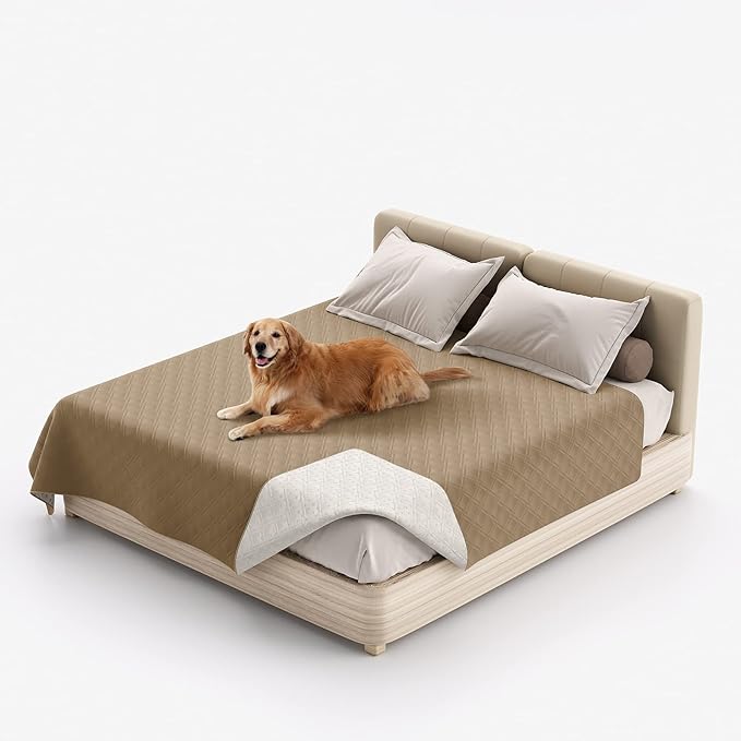 Waterproof Dog Bed Covers for Couch Protection, Water-Resistant Soft Dog Pet Blanket Anti-Slip Dog Blanket for Bed, for Furniture Bed Couch Sofa (Taupe,52x82inch)