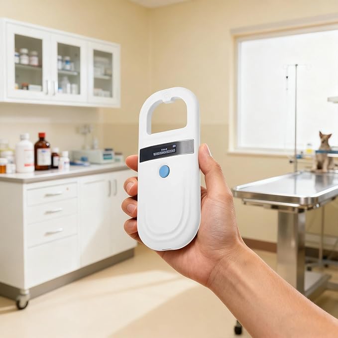Pet Microchip Reader, 134.2Khz Handheld Scanner, 0-15 Cm Reading, OLED Display, Compatible with Emid Fdx-B, for Pet Id Tracking