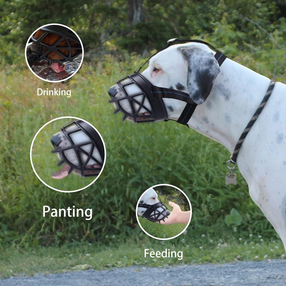 Dog Muzzle, Breathable Basket Muzzles for Small, Medium, Large and X-Large Dogs, Prevent Barking, Biting, Chewing Dog Mouth Cover