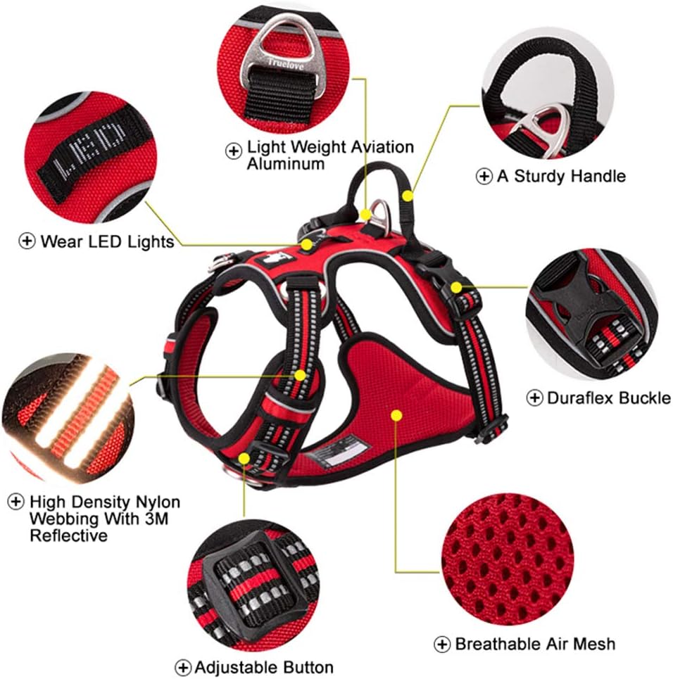 TRUE LOVE Dog Harness No Pull Nylon Reflective Pet Harness Adjustable Comfortable Control Step-in Brilliant Colors Truelove TLH56512 Black