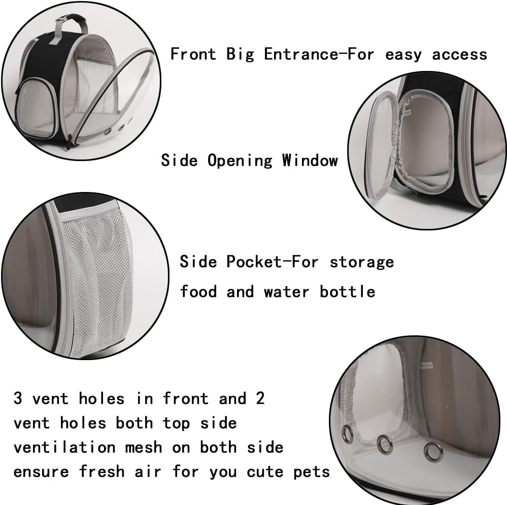 Bearded Dragon Travel Backpack with Harness and Leash Set,Lizard Backpack Travel Carrier,Space Capsule Clear Bubble Window Astronaut Reptile Carrier Backpack for Kids, Airline Approved