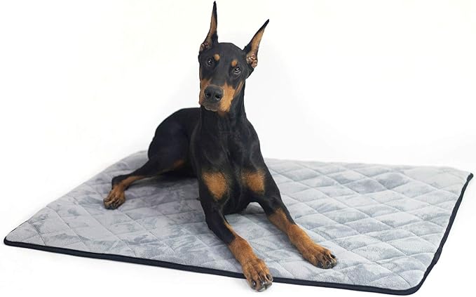 4Knines Extra Large Dog Crate Mat – Waterproof, Non-Slip, Machine Washable Crate Mat – Soft, Durable Kennel Mat for Dogs – Pet Bed for Crates, Travel or Home Use - Extra Large (Grey)