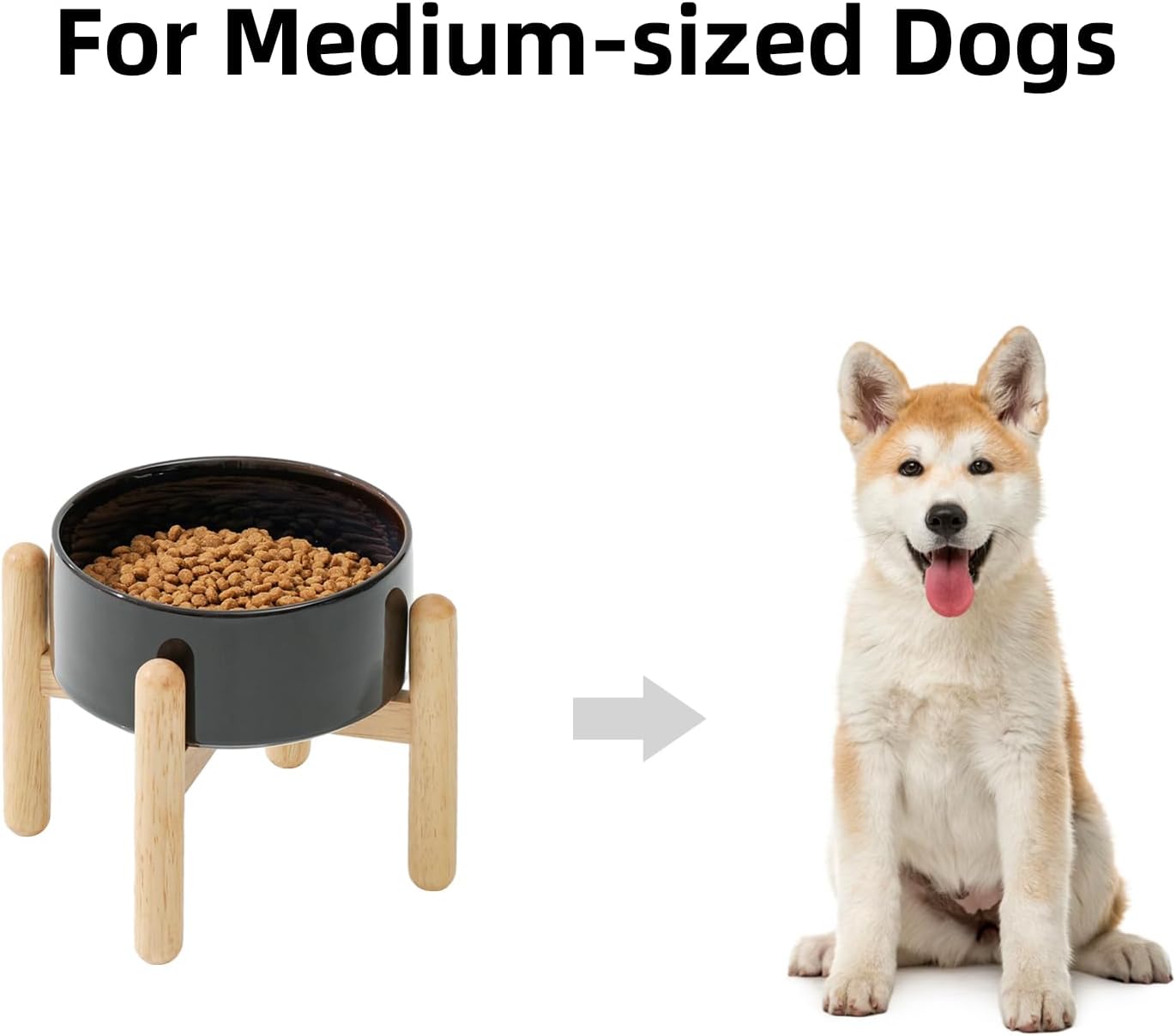 Ceramic 6.1inch Raised Dog Bowl with Stand for Small and Medium Dog Dish Pet Food and Water Bowl (Single Bowl with Stand - Starry Sky)