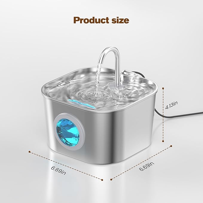 Cat Water Fountain Stainless Steel: Pet Fountains for Cats/Dog Indoor Automatic Waterer Bowls for Drinking Small Animal Water Dispenser Metal Pets Watering Faucet Bottle Auto Kitty Watering Supplies