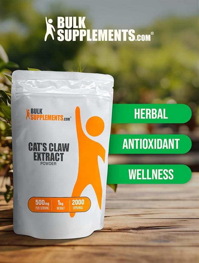 BulkSupplements.com Cat's Claw Extract Powder - Cat's Claw Supplement, Herbal Supplement - Vegan & Gluten Free, 500mg per Serving, 1kg (2.2 lbs) (Pack of 1)