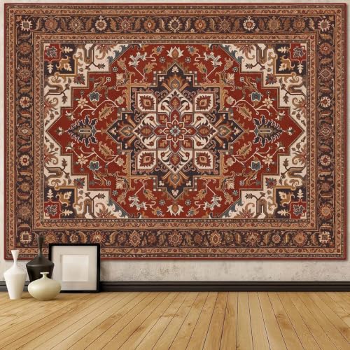 Vintage Floral Tapestry Wall Hanging Hippie Indian Bohemian Mandala Tapestry Aesthetic Retro Oriental Brown Large Tapestries for Mural Bedroom Living Room Dorm Decor 80 x 60 Inch