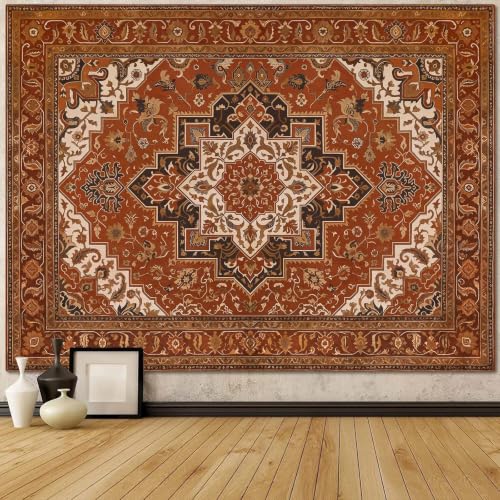 Vintage Floral Tapestry Wall Hanging Hippie Indian Bohemian Mandala Tapestry Aesthetic Retro Carpet Brown Small Tapestries for Mural Bedroom Living Room Dorm Decor 48 x 36 Inch
