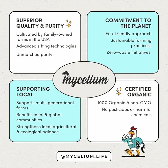 Mycelium Poultry Feed (5 LB Bag) | Organic 3-Grain Scratch for Chickens, Hens, Ducks & Backyard Flocks | High-Energy Daily Nutrition | Cracked Corn, Wheat & Milo | Non-GMO, Made in USA