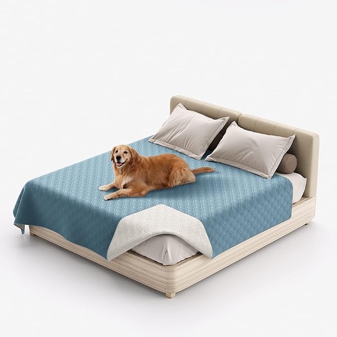 Waterproof Dog Bed Covers for Couch Protection, Water-Resistant Soft Dog Pet Blanket Anti-Slip Dog Blanket for Bed, for Furniture Bed Couch Sofa (Gray Blue,68x82inch)
