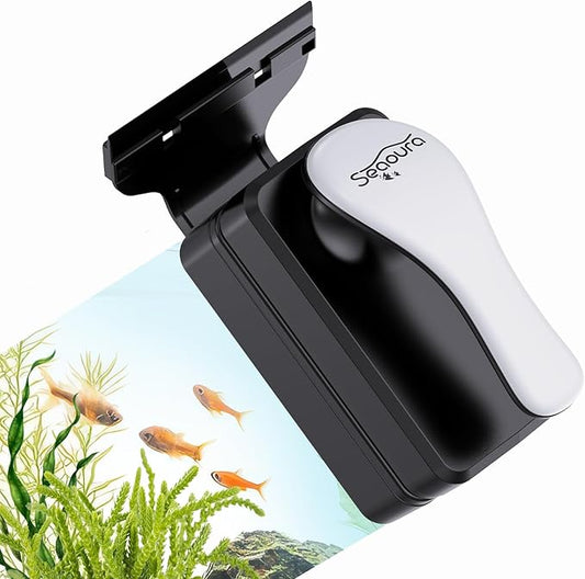Magnetic Aquarium Glass Cleaner，Algae Scraper for Aquarium Fish Tank， Fish Tank Algae Clean Brush Dual-Sided Side Floating Aquarium Magnetic Brush (S)
