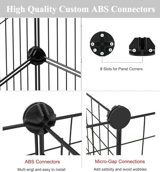 Small Animal Playpen, Guinea Pig Cages, Pet Playpen, Rabbit Cage,Small Animal Cage, Puppy Kitten Dog Playpen, Indoor Outdoor Portable Metal Wire Yard Fence,15 X 12 Inch, 24 Panels, Black