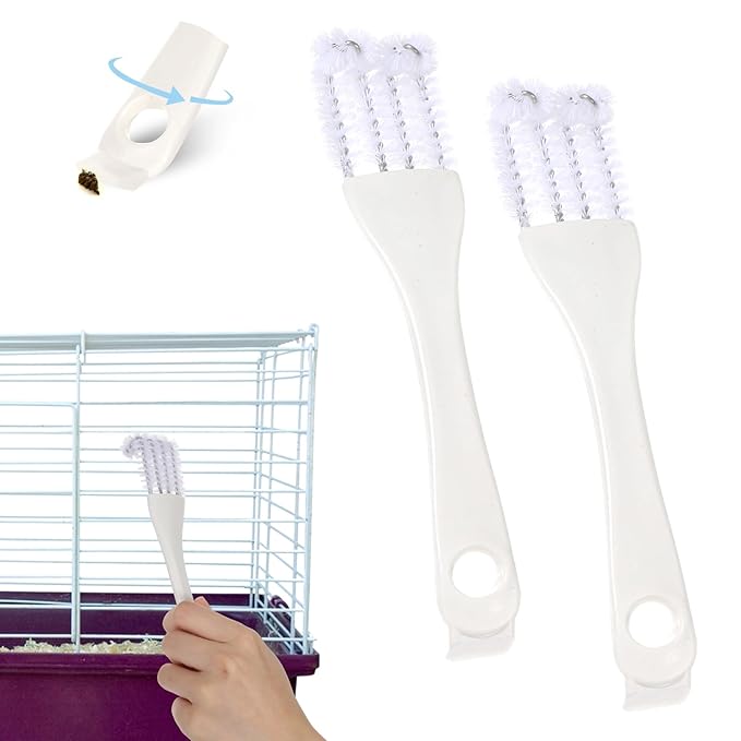 4PCS Bird Cage Cleaner Brush with Long Handle & Shovel, Durable Easy Birds Poop off Remover Tool, Small Animal Pet Cage Parrot Droppings Remover Brushes Bath Perches Cleaning Accessories