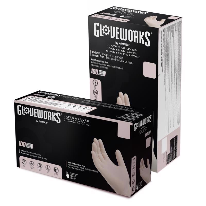 Gloveworks Latex Disposable Gloves Medium Ivory Powder Free TLF44100 100 pk