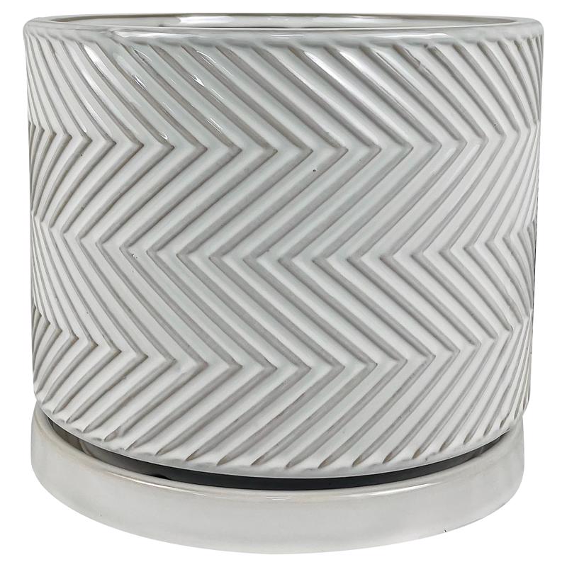 Border Concepts 8 in. D Ceramic Cross Pattern Planter White 533338