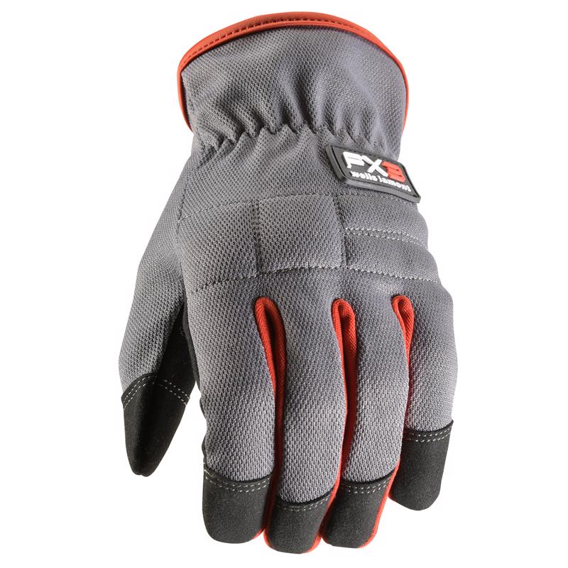 Wells Lamont FX3 Men's Indoor/Outdoor Work Gloves Gray/Red L 1 pair 7862L