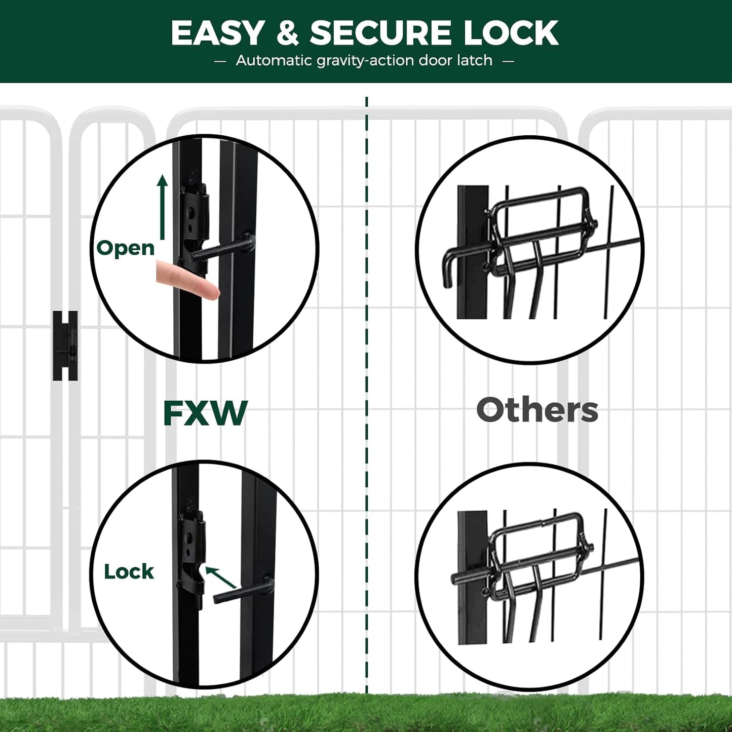 FXW Rollick Unleashed Dog Playpen for Indoor, Yard, RV Camping, 40 inch 24 Panels for Medium and Large Dogs, Black│Patented