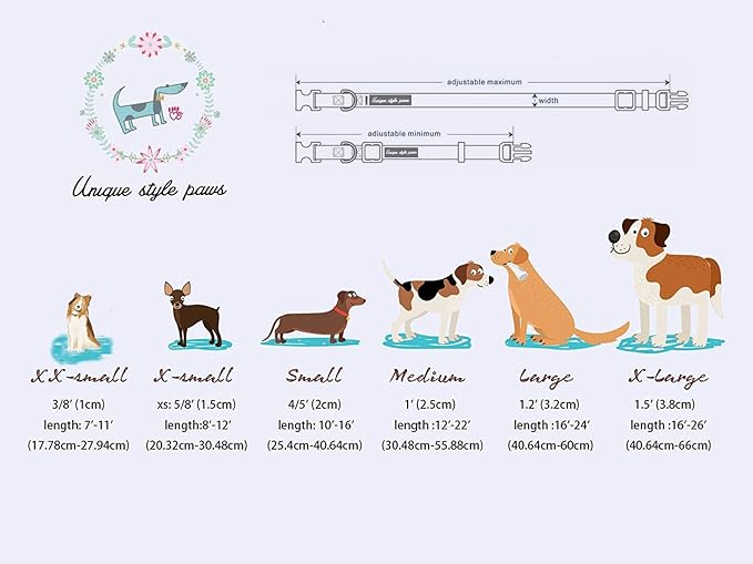 Unique style paws Dog Collar Metal Buckle Blue Stripe Collar Gift Durable Cute Collar for Small Medium Large Boys Girls Dogs