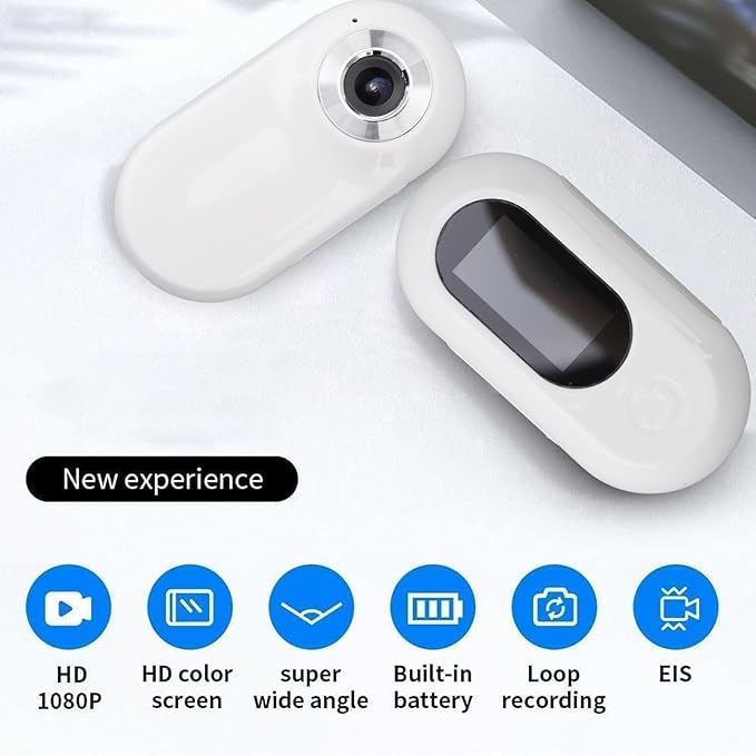 Cat Camera Collar - 170° Wide Angle Pet Dog Collar Camera with 0.96 Inch LCD Screen, Multi Fuctional Pet Cat for Video Records, White